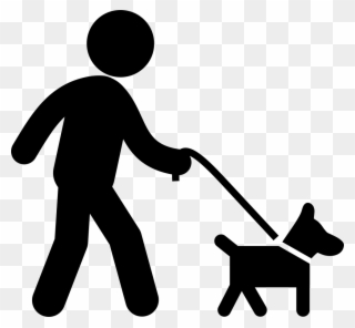 Dog With Belt Walking With A Man Comments - Dog On Leash Clip Art - Png Download