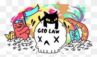 Cat Skull Sticker By Geo Law - Mural Geo Law Clipart