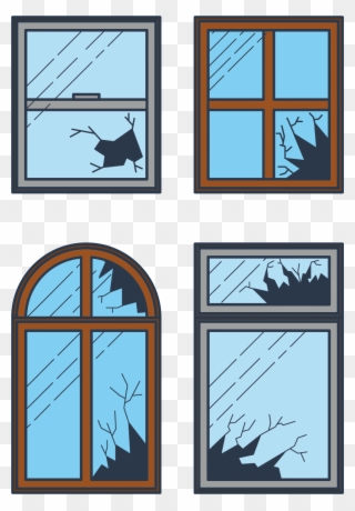 Broken Window Clip Art - Draw A Broken Window Clipart - Png Download