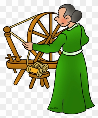 Colonial America Clip Art By Phillip Martin - Spinning Wheel Clip Art - Png Download