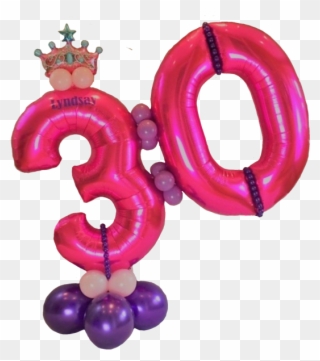 30th Birthday Princess Theme Display - 30th Birthday Balloons Png Clipart