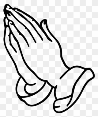 Cross With Praying Clipart Black And White - Hands Praying - Png Download