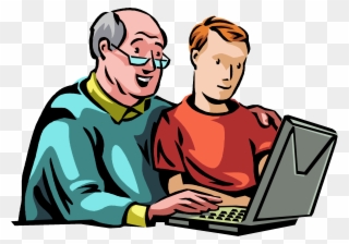 Clip Art Clipart Broker Clip Art - Grandfather With Grandson Cartoon - Png Download