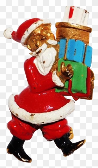 Whimsical Santa Claus Brooch Bearing Christmas Gifts - Santa Claus Clipart