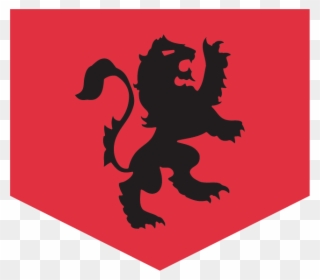 Red Flag With A Black, Medieval Lion Design Representing - Red Lions San Beda Logo Clipart