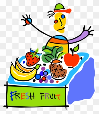 Vector Illustration Of Outdoor Fresh Fruit And Vegetable - Barraca De Frutas Desenho Clipart
