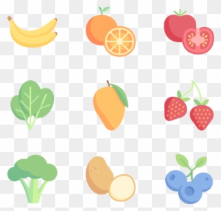 Fruits And Vegetables - Food Icons Clipart