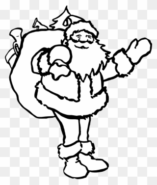 Father Christmas Pictures To Colour 1, Buy Clip Art - Santa Black And White - Png Download