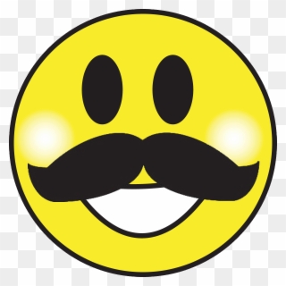 Smiley Face Moustache Clipart Smiley Emoticon Clip - Happy Face Emoji With Mustache - Png Download