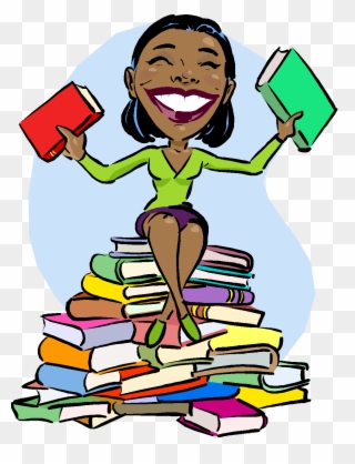 Editingsoftware Clipart Librarian - Black People Reading Books - Png Download