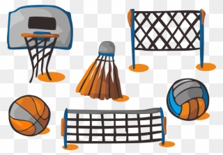 Ball Badminton Clip Art - Basketball Volleyball Banner - Png Download