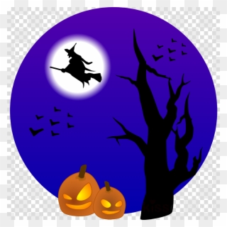 Desene Halloween Cu Vrajitoare Clipart Costume Halloween - Witch Moon Broom Clipart - Png Download