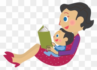 Mom Reading With Child - Child Clipart