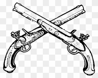 Clip Art Royalty Free Library Army Gun Pistol - Flintlock Pistol Drawing - Png Download