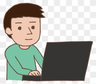 Young Man Using Laptop - Illustration Clipart