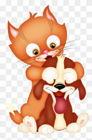 Cat And Dog Clipart - Dogs And Cat Cartoon - Png Download