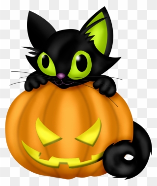 Black Cat And Pumpkin Clipart - Png Download