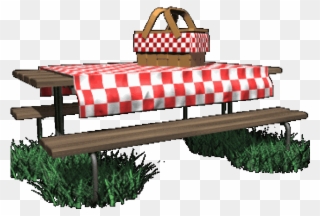 Picnic Clipart Mountain - Picnic Table With Cloth - Png Download