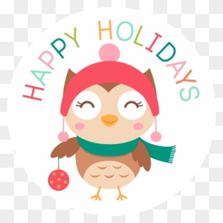 Happy Holidays Christmas Owl - Holiday Clipart