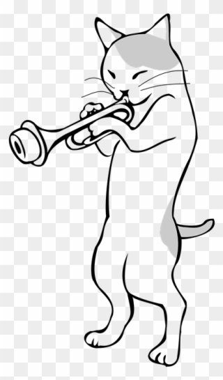 Music Note Drawings 22, Buy Clip Art - Trumpet Cat - Png Download