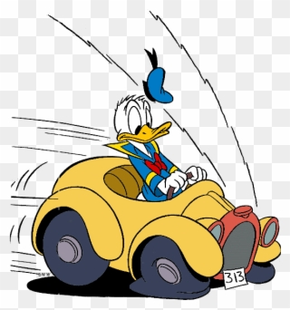 Donald Duck Clipart Drive A - Donald Duck Driving A Car - Png Download