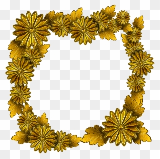 Gold,the Frame,chrysanthemum - Frame Bunga Emas Png Clipart