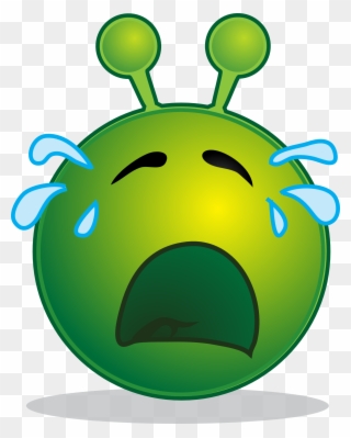 Alien Smiley Burst Into Tears - Sad Green Alien Clipart