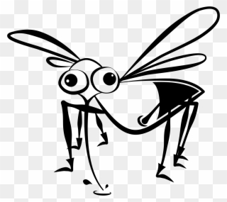 Insect Clipart Angry Ant - Black And White Cartoon Mosquito - Png Download