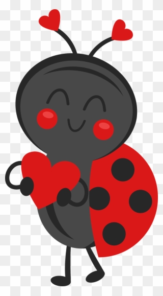 Bug Clipart Valentine - Valentines Ladybug Clip Art - Png Download