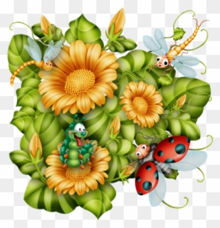 Bug Art, Cute Clipart, Love Bugs, Digital Image, Printable - Flower - Png Download