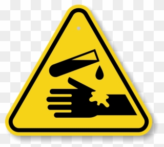 Warning, Corrosive Substance Iso Triangle Warning Sign Clipart