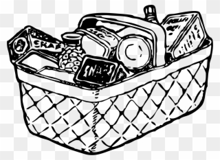 Clipart - Basket Of Food Drawing - Png Download