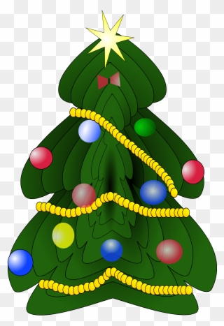 Star On Top Of The Christmas Tree Clipart - Christmas Tree Cartoon Clipart Png Transparent