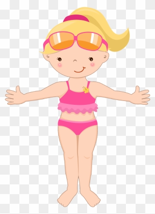 Summer Little Girl Clip Art - Girl In Swimsuit Clipart - Png Download