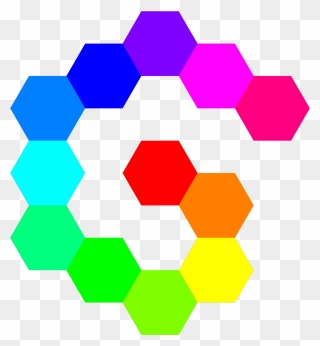12 Hexagon Spiral Rainbow Svg Vector File, Vector Clip - Hexagons Rainbow Colored - Png Download