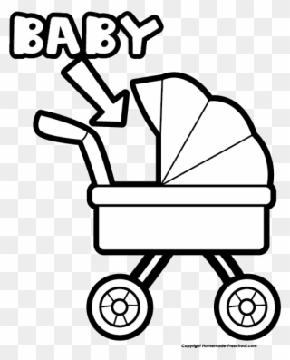 Click To Save Image - Baby Carriage Clipart Black And White - Png Download