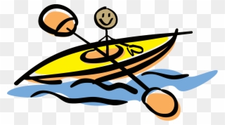 Splash Clipart River - Cartoon Canoeing Drawing - Png Download