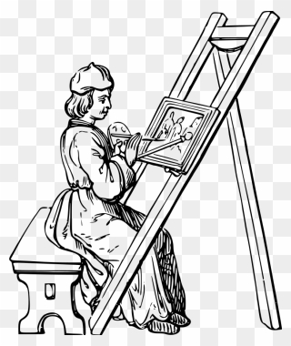 Painting Line Art Painter Drawing - Drawing Of A Painter Clipart