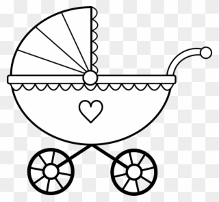 Download Baby Stroller Coloring Page Clipart Colouring - Baby Carriage Clipart - Png Download