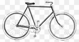 Old Style Bicycle - Black And White Bicycle Drawing Clipart