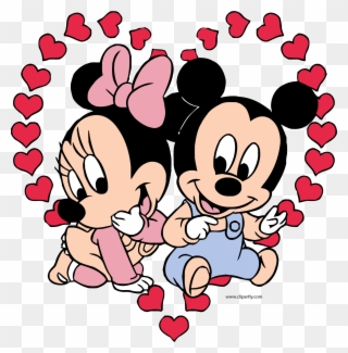 Baby Mickey And Minnie Mouse Heart Clipart Png - Minnie Y Mickey Bebe Gifs Transparent Png