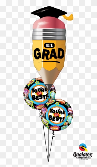 1 Grad In The House Bouquet - 41" No. 1 Grad Pencil Balloon - Mylar Balloons Foil Clipart