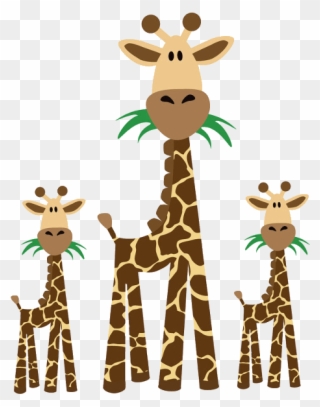 Giraffes - Clip - Free - Black And White Giraffe Cartoon Animals Clipart - Png Download