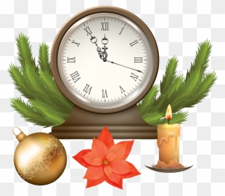 Christmas Clock With Decorations Png Clip Art Image - Clock Christmas Transparent Png