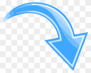 Blue Curved Arrow Pointing Down Right - Arrow Pointing Down Right Clipart