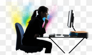 Someone Sitting At Computer Clipart
