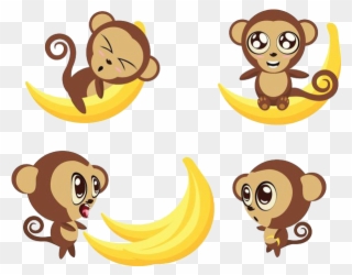 Ape Bananas Monkeys Transprent - Cartoon Monkeys With Bananas Clipart