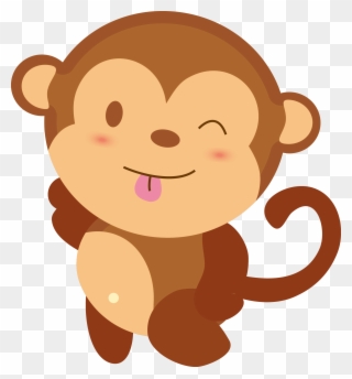 Clipart Monkey Baby Girl - Cute Baby Monkey Cartoon - Png Download