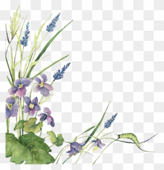 Ftestickers Watercolor Flowers Border Lavender - Border Lavender Png Clipart