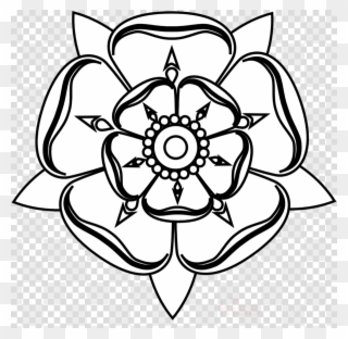 Download Tudor Rose Colouring Clipart Tudor Rose House - Tudor Rose Black And White - Png Download